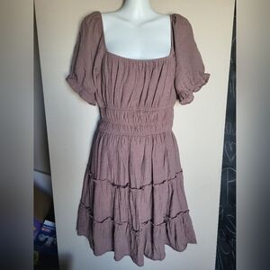 Streetwear Society Tan Ruffle Midi Dress, Size XL